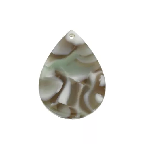 Colgante gota 31x22 mm - De Concha De Tortuga- Marron oscuro - Gris nacaradox1