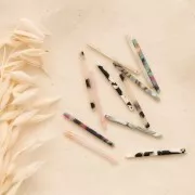 Colgante barra 40x2.5 mm - De Concha De Tortuga - Marron foncé - Gris nacaradox1