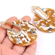Colgante - pendientes design 57x44 mm De Concha De Tortuga- Ocre - Blanco x1