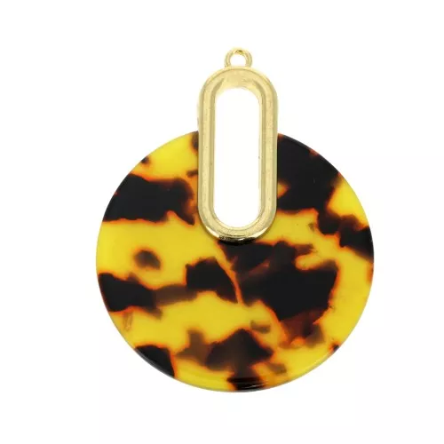 Colgante - pendientes design 57x44 mm De Concha De Tortuga- Marron - Negro x1