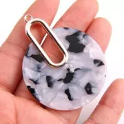 Colgante - pendientes design 57x44 mm De Concha De TortugaBlanco nacarado- Negro