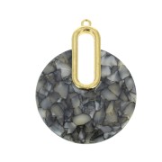 Colgante - pendientes design 57x44 mm De Concha De Tortuga Gris - Blanco nacarado|raw }}