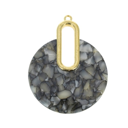 Colgante - pendientes design 57x44 mm De Concha De Tortuga Gris - Blanco nacarado