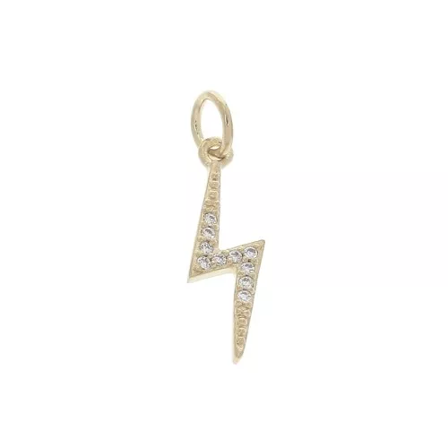 Dije relámpago con óxido de zirconio y anilla cerrado 17x5 mm Crystal - Chapado de Oro 3 micras