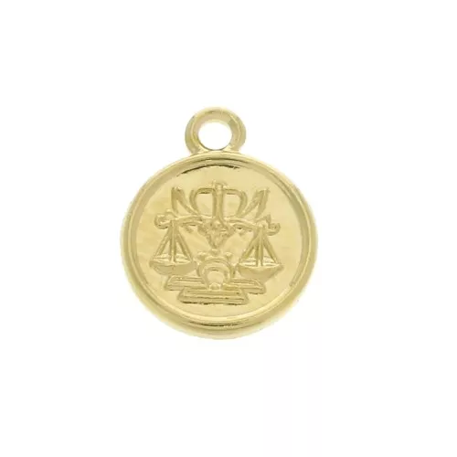 Dije redondo - signo del zodiaco Balance 10x8 mm - Chapado de oro 3 micras x1