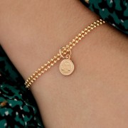 Dije redondo - signo del zodiaco Balance 10x8 mm - Chapado de oro 3 micras x1