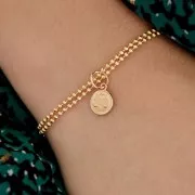 Dije redondo - signo del zodiaco Balance 10x8 mm - Chapado de oro 3 micras x1