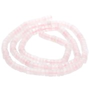 Cuentas arandalas Heishi redondas de piedra preciosa, 4 x 2,5 mm - Cuarzo rosa teñido, 37 cm