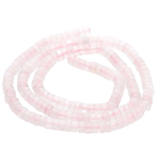 Cuentas arandalas Heishi redondas de piedra preciosa, 4 x 2,5 mm - Cuarzo rosa teñido, 37 cm