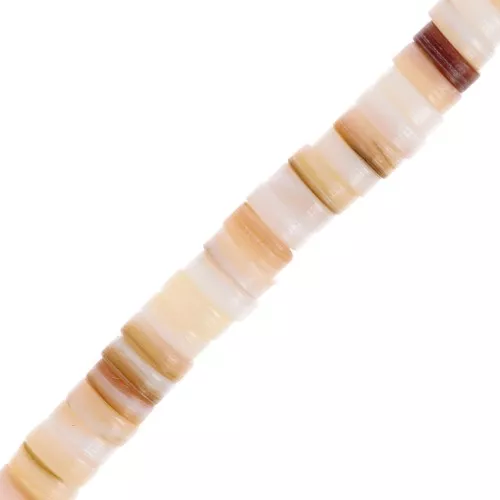 Cuentas arandelas Heishi de nácar 5 mm - Naturel x39cm