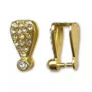 Enganche strass 15 mm dorado  x1