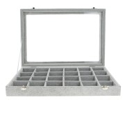Organizador de joyas 35x24x5 cm - 24 compartiments - imitation velours - Gris x1|raw }}