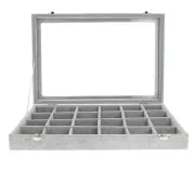 Organizador de joyas 35x24x5 cm - 24 compartiments - imitation velours - Gris x1