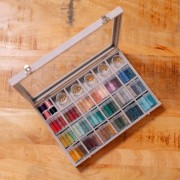 Organizador de joyas 35x24x5 cm - 24 compartiments - imitation velours - Gris x1