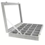 Organizador de joyas 35x24x5 cm - 24 compartiments - imitation velours - Gris x1