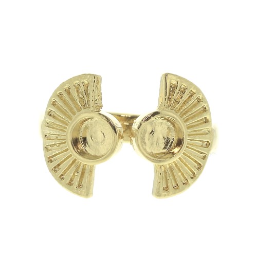 Anillo ajustable engaste para cabuchón fondo plano 4 - Chapado de Oro 3 micras x1