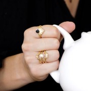 Anillo ajustable triple con engaste para cabuchón 6mm - Chapado de Oro 3 micras x1