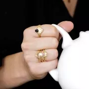 Anillo ajustable triple con engaste para cabuchón 6mm - Chapado de Oro 3 micras x1