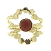 Anillo ajustable triple con engaste para cabuchón 6mm - Chapado de Oro 3 micras x1