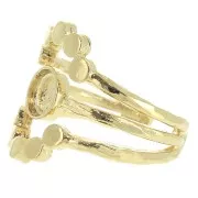 Anillo ajustable triple con engaste para cabuchón 6mm - Chapado de Oro 3 micras x1