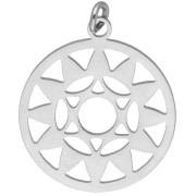 Colgante redondo - medalla de 21,5 x 19 mm, chakra n.º 4 - Corazón - Acero inoxidable 304 x 1