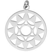 Colgante redondo - medalla de 21,5 x 19 mm, chakra n.º 4 - Corazón - Acero inoxidable 304 x 1