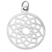 Colgante redondo - medalla de 21,5 x 19 mm, chakra n.º 7 (coronal) - acero inoxidable 304 x 1