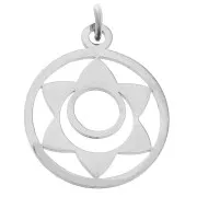 Colgante redondo - medalla de 21,5 x 19 mm, Chakra n.º 2 - Sacro - Acero inoxidable 304 x 1