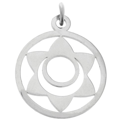 Colgante redondo - medalla de 21,5 x 19 mm, Chakra n.º 2 - Sacro - Acero inoxidable 304 x 1