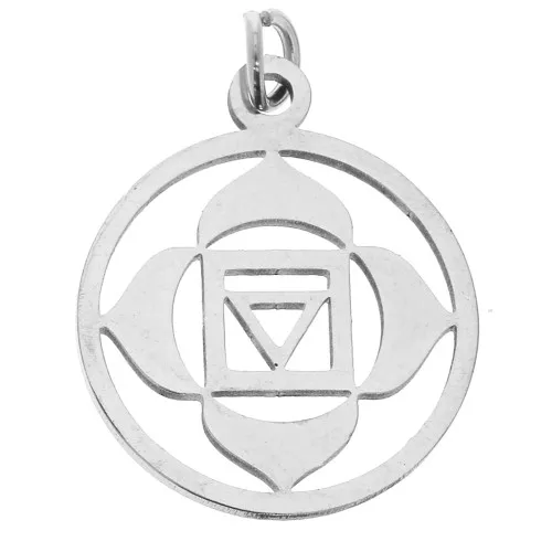 Colgante redondo - medalla 22x19 mm Chakra n°1 - Raíz - Acero inoxidable x1