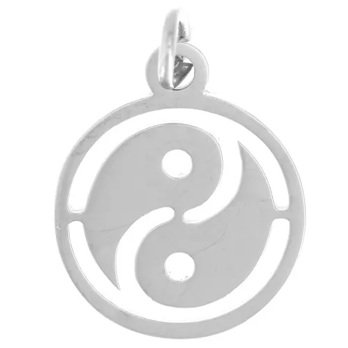 Dije redondo calado Yin/Yang de 12 mm - Acero inoxidable 316L x1