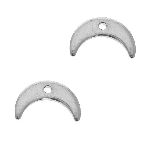 Dijes media luna o cuerna 7x11 mm - Acero inoxidable x5