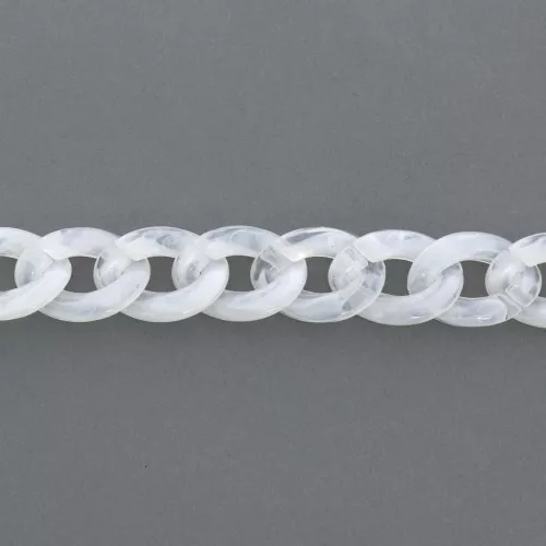 Cadena de plástico brillante eslabones pulsera 29x21 mm - Blanco x50 cm