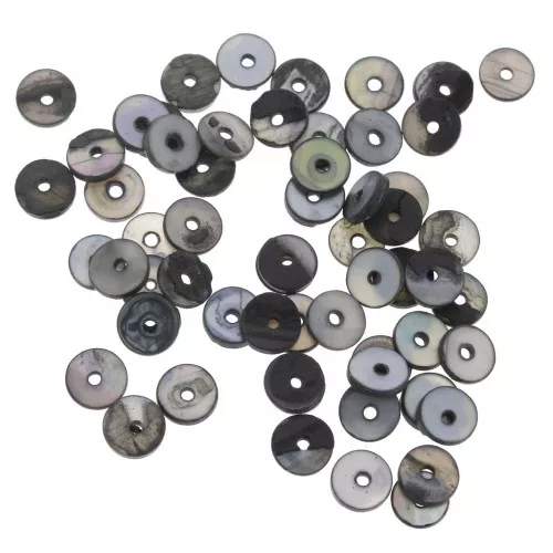 Cuentas arandelas Heishi de nácar teñidas 5 mm - Negro x144