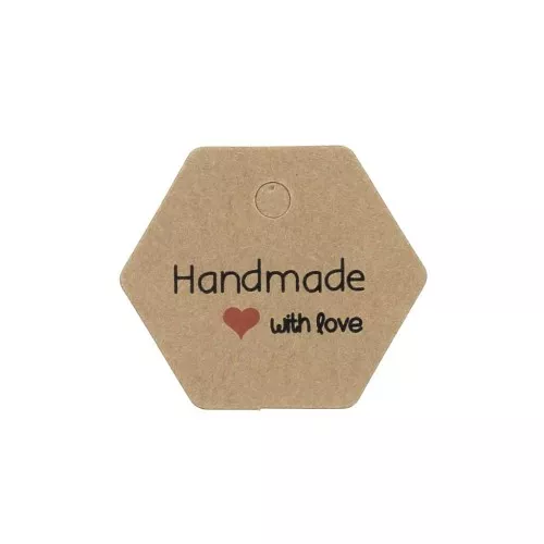Etiquetas hexágonos 30x35 mm - Handmade with love - Kraft x20