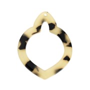 Colgante calado forma oriental 41.5x32 mm Imitación Concha Tortuga Beige Negro x1