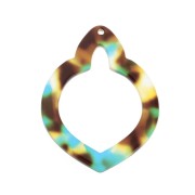 Colgante calado forma oriental 41.5x32 mm Imitación Concha Tortuga Azul Marrón x1|raw }}