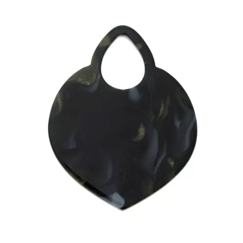 Colgante forma oriental calado 41.5x32 mm marmoleado Negro - Blanco - Dorado x1
