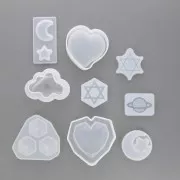 Moldes silicono para resina - corazón - Diamante - Planeta - Luna - Set 1