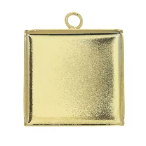 Colgante medallón para cabuchón 20x20 mm - Dorado x1