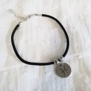 Cierrre mosquetón 11 mm con cadena para cordón trenzado 2 mm de Plata 925 x1