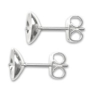 Pendientes con trasera para cuenta semi-agujereada 10 mm Chapado en plata fina x2