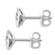 Pendientes con trasera para cuenta semi-agujereada 10 mm Chapado en plata fina x2