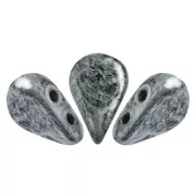 Cuentas de cristal Amos® por Puca® 5x8 mm Metallic Mat Old Silver Spotted x10g