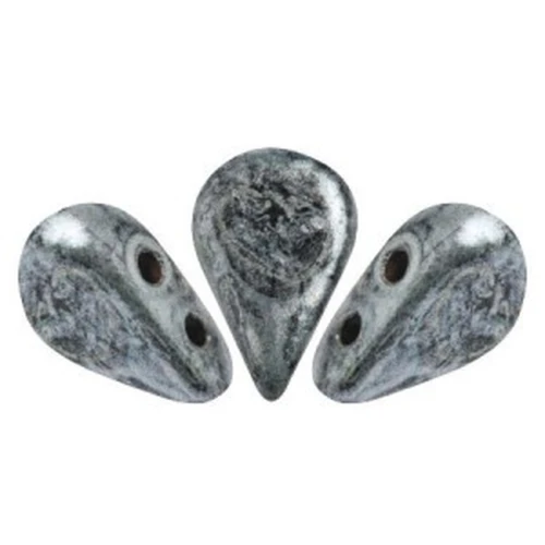 Cuentas de cristal Amos® por Puca® 5x8 mm Metallic Mat Old Silver Spotted x10g
