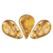 Cuentas de cristal Amos® por Puca® 5x8 mm Crystal Gold Spotted x10g