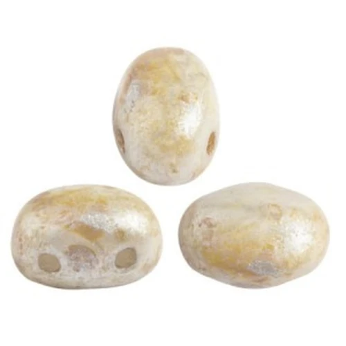Cuentas de vidrio Samos® por Puca® 7x5 mm Opaque Ivory Spotted x10g
