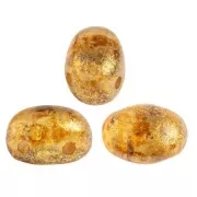 Cuentas de vidrio Samos® por Puca® 7x5 mm Crystal Gold Spotted x10g