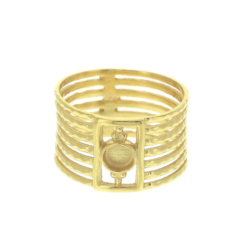 Anillo semanal rígido cabuchón 4mm Talla 50 - de Plata 925 Dorado con oro fino x1