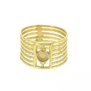 Anillo semanal rígido cabuchón 4mm Talla 52 de Plata 925 Dorado con oro fino x1